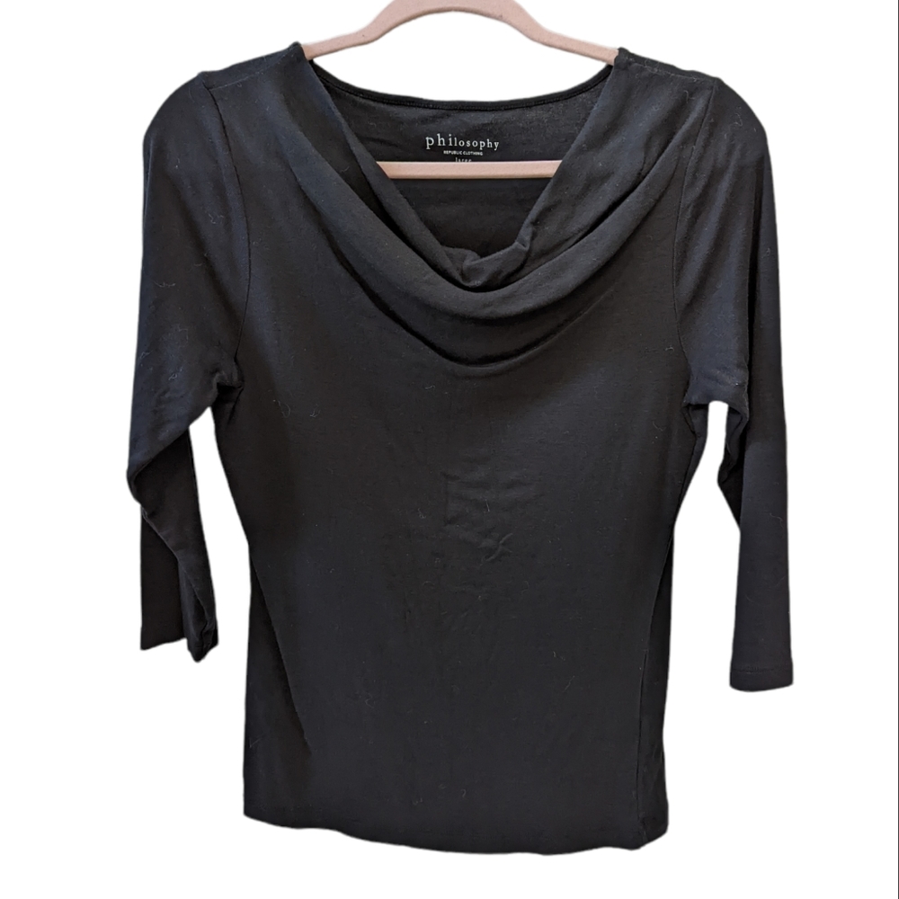 Philosophy 3/4 sleeve cowl neck top